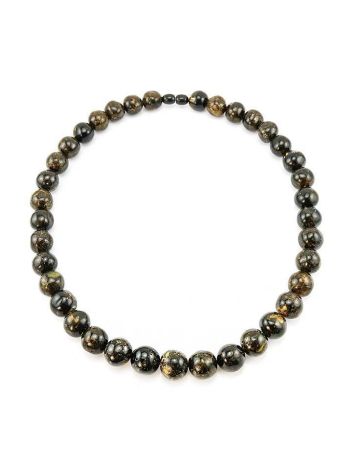 Black Amber Ball Beaded Necklace The Meteor, image , picture 5