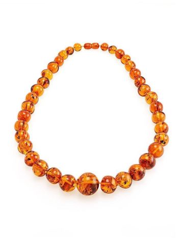 Bright Cognac Amber Ball Beaded Necklace, image , picture 3