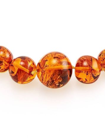 Bright Cognac Amber Ball Beaded Necklace, image , picture 4