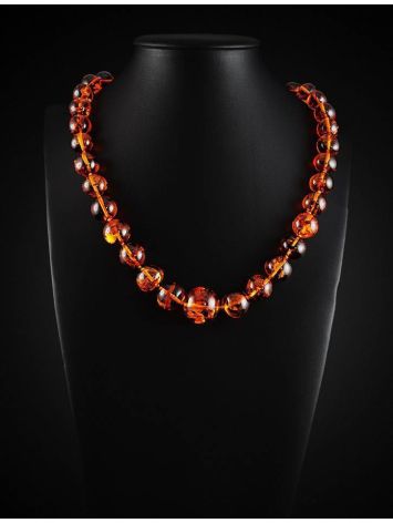 Bright Cognac Amber Ball Beaded Necklace, image , picture 2