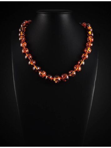 Classy Cognac Amber Ball Beaded Necklace, image , picture 2