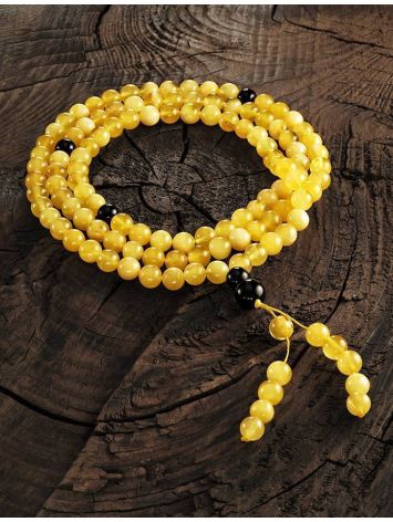 Honey Amber Buddhist Prayer Beads With Dangle, image , picture 2