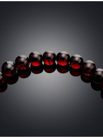 Dark Cherry Amber Ball Beaded Necklace, image , picture 2