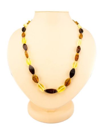Faceted Multicolor Amber Beaded Necklace, image 