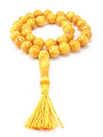 Vintage Style Honey Amber Islamic Prayer Beads With Tassel, image 