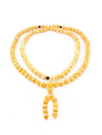 108 Honey Amber Mala Beads With Dangle, image 