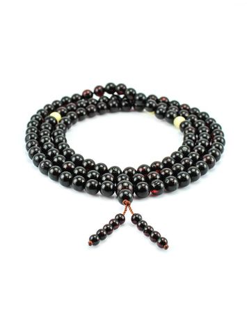 Cherry Amber Mala Prayer Beads With Dangle, image 