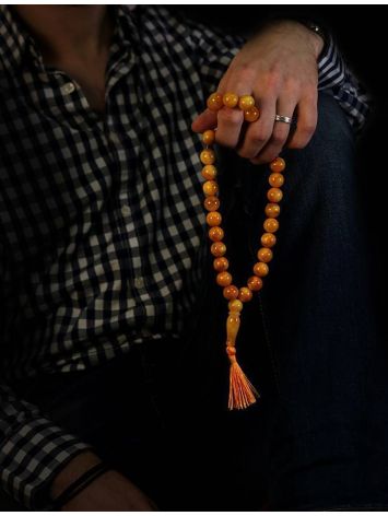 Honey Amber Muslim Prayer Beads With Tassel, image , picture 6
