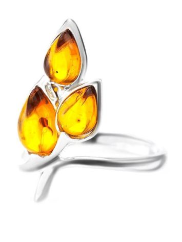 Sterling Silver Floral Ring With Amber The Verbena, Ring Size: 5.5 / 16, image , picture 3