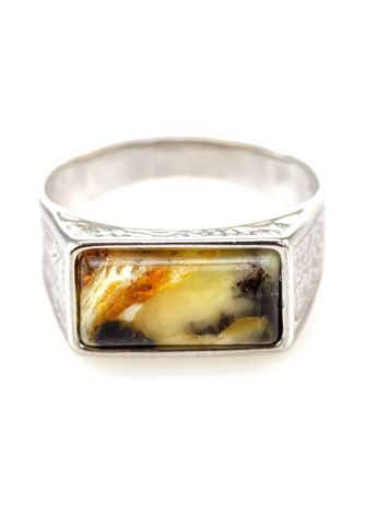 Stylish Silver Signet Ring With Amber The Cesar, Ring Size: / 22.5, image , picture 2