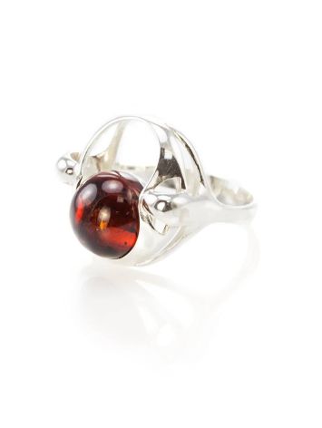 Stylish Silver Ring With Ball Shaped Amber The Orion, Ring Size: 10 / 20, image , picture 4