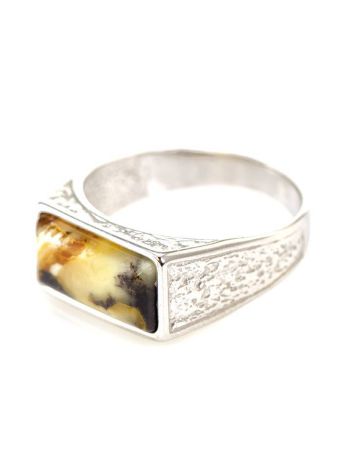 Stylish Silver Signet Ring With Amber The Cesar, Ring Size: / 22.5, image , picture 5