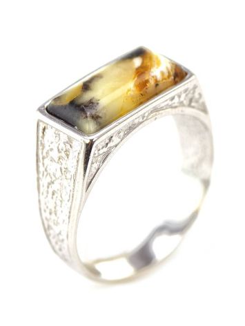 Stylish Silver Signet Ring With Amber The Cesar, Ring Size: / 22.5, image , picture 3