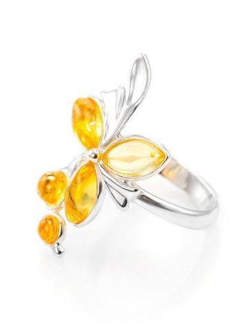 Bright Amber Floral Ring In Sterling Silver The Verbena, Ring Size: 9.5 / 19.5, image , picture 4