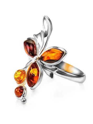 Elegant Amber Floral Ring In Sterling Silver The Verbena, Ring Size: 9 / 19, image , picture 3