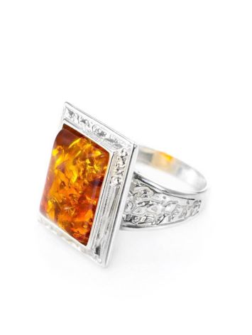 Stunning Square Silver Ring With Cognac Amber The Hermitage, Ring Size: 11.5 / 21, image , picture 3