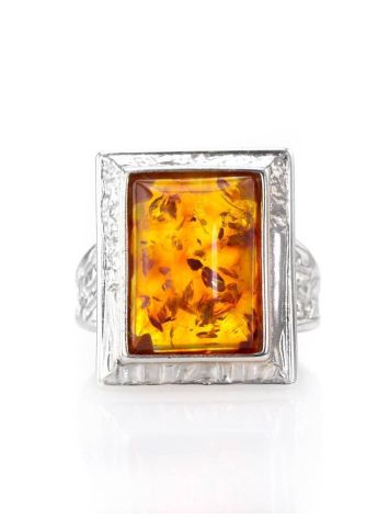 Stunning Square Silver Ring With Cognac Amber The Hermitage, Ring Size: 11.5 / 21, image , picture 4