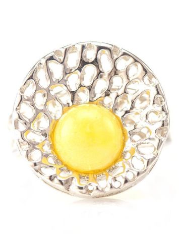 Bright Honey Amber Cocktail Ring In Silver The Venus, Ring Size: 11 / 20.5, image , picture 2