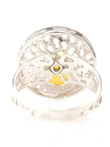 Bright Honey Amber Cocktail Ring In Silver The Venus, Ring Size: 11 / 20.5, image , picture 5
