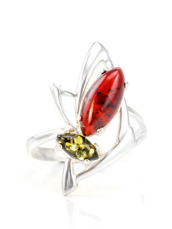 Stylish Multicolor Amber Ring In Silver The Pegasus, Ring Size: 5.5 / 16, image , picture 4