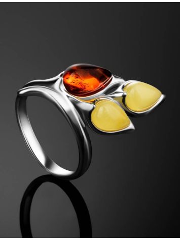 Multicolor Amber Floral Ring In Sterling Silver The Verbena, Ring Size: 6 / 16.5, image , picture 2