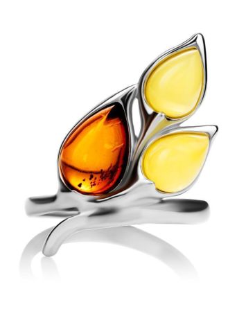 Multicolor Amber Floral Ring In Sterling Silver The Verbena, Ring Size: 6 / 16.5, image , picture 4