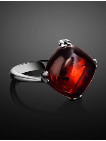 Sterling Silver Ring With Deep Red Amber The Byzantium, Ring Size: 5.5 / 16, image , picture 2
