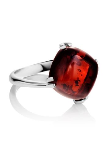 Sterling Silver Ring With Deep Red Amber The Byzantium, Ring Size: 5.5 / 16, image , picture 4