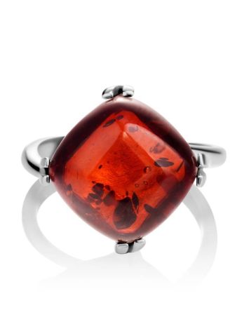 Sterling Silver Ring With Deep Red Amber The Byzantium, Ring Size: 5.5 / 16, image , picture 5