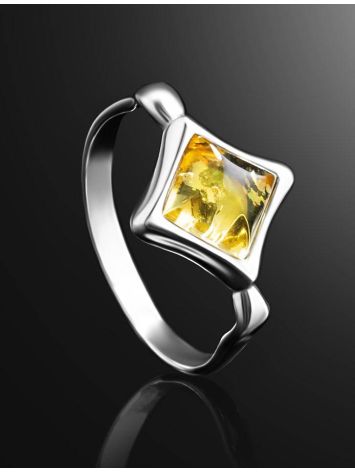 Luminous Lemon Amber Ring In Silver, Ring Size: 3.5 / 14.5, image , picture 2