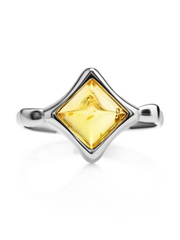 Luminous Lemon Amber Ring In Silver, Ring Size: 3.5 / 14.5, image , picture 4
