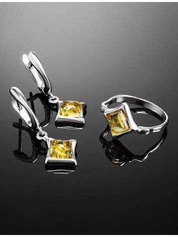 Luminous Lemon Amber Ring In Silver, Ring Size: 3.5 / 14.5, image , picture 6