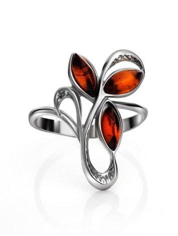 Silver Floral Ring With Bright Amber Stones The Verbena, Ring Size: 7 / 17.5, image , picture 5
