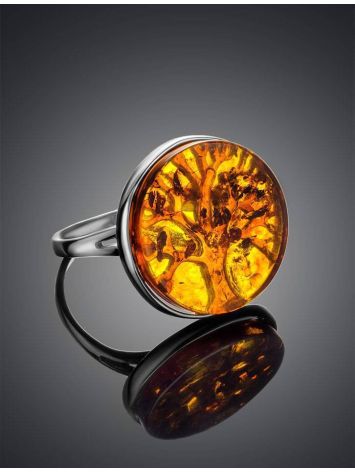 Symbolic The Tree Of Life Ring Made With Amber and Sterling Silver, Ring Size: 11 / 20.5, image , picture 2