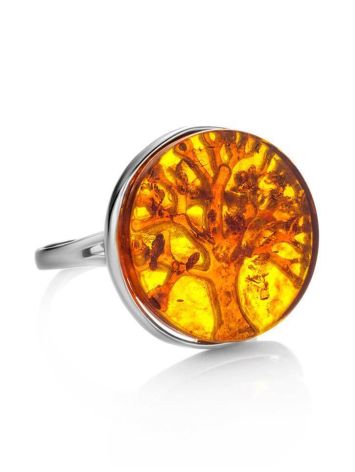 Symbolic The Tree Of Life Ring Made With Amber and Sterling Silver, Ring Size: 11 / 20.5, image , picture 3