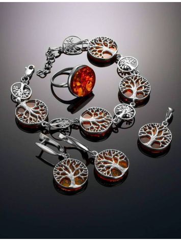 Symbolic The Tree Of Life Ring Made With Amber and Sterling Silver, Ring Size: 11 / 20.5, image , picture 5