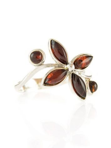 Floral Silver Ring With Amber Petals The Verbena, Ring Size: 5.5 / 16, image , picture 4