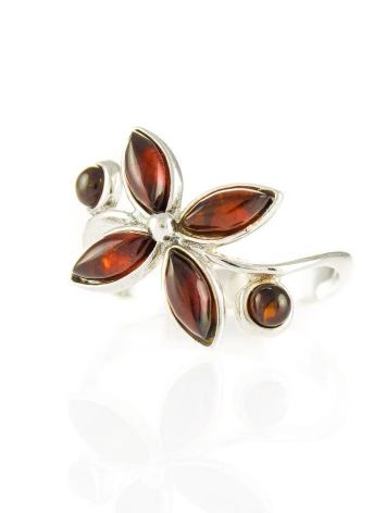 Floral Silver Ring With Amber Petals The Verbena, Ring Size: 5.5 / 16, image , picture 2