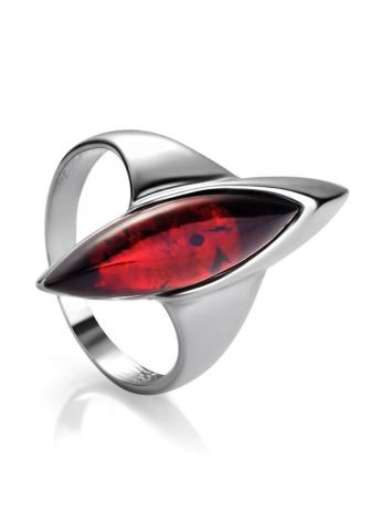Cherry Amber Ring In Sterling Silver The Gaudi, Ring Size: 6 / 16.5, image 