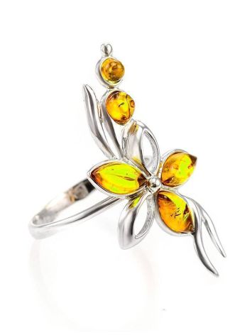 Luminous Silver Ring With Lemon Amber The Verbena, Ring Size: 9 / 19, image 