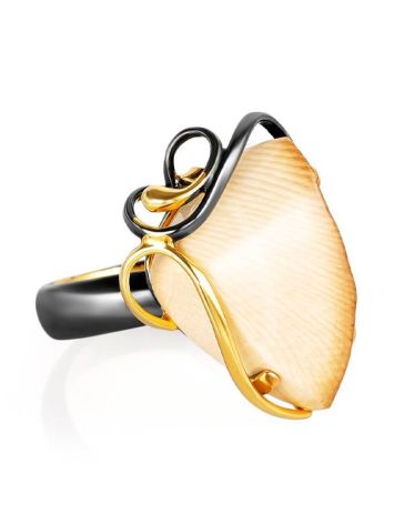 Refined Gold-Plated Open Ring With Genuine Mammoth Ivory The Era, Ring Size: Adjustable, image 