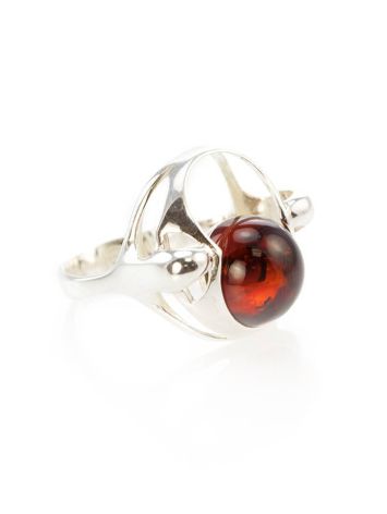 Stylish Silver Ring With Ball Shaped Amber The Orion, Ring Size: 10 / 20, image 