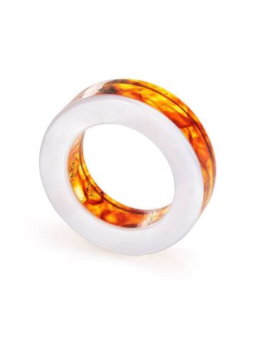 Amber Band Ring With Nacre The Magma, Ring Size: 6.5 / 17, image , picture 3