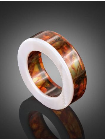 Amber Band Ring With Nacre The Magma, Ring Size: 6.5 / 17, image , picture 2