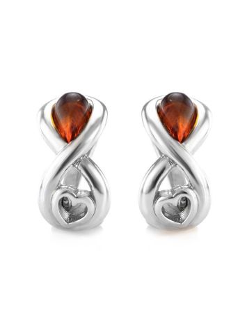 Cute Silver Amber Earrings The Amour, image 