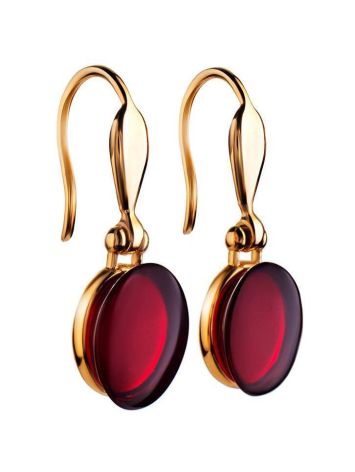 Red Amber Fish Hook Earrings In Gold The Sangria, image 