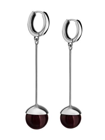 Silver Dangles With Cherry Amber The Paris, image 