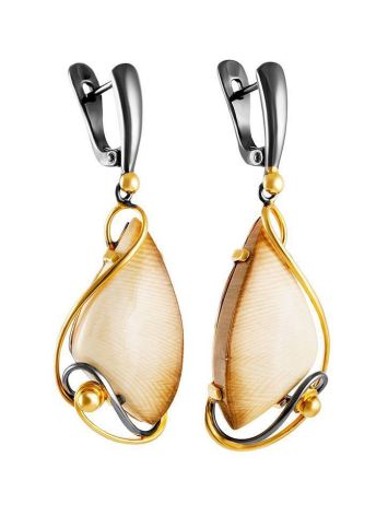 Stunning Gold-Plated Drop Earrings With Genuine Mammoth Ivory The Era, image , picture 3