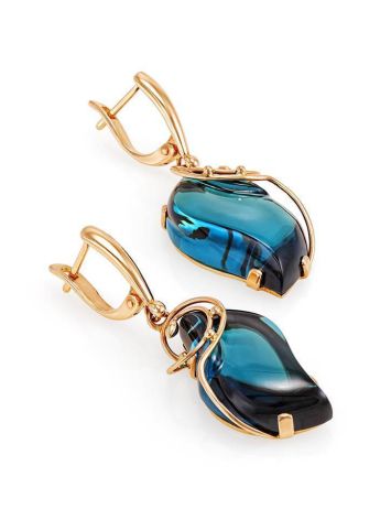 Golden Drop Earrings With Synthetic Topazes The Serenade, image , picture 3