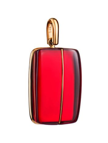 Bright Red Amber Pendant In Gold The Sangria, image 